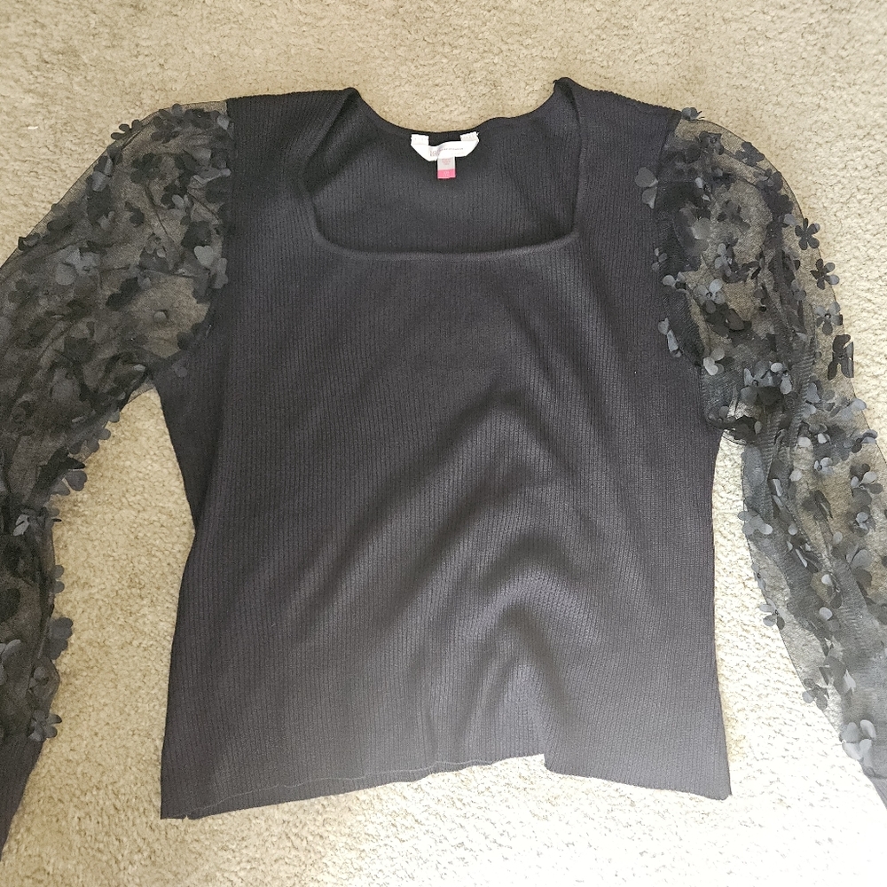 No Boundaries Black Floral Sleeve Blouse